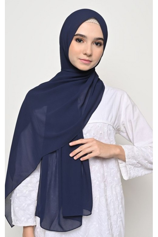 Pasmina Cerutti Baby Doll Jahit Tepi Navy